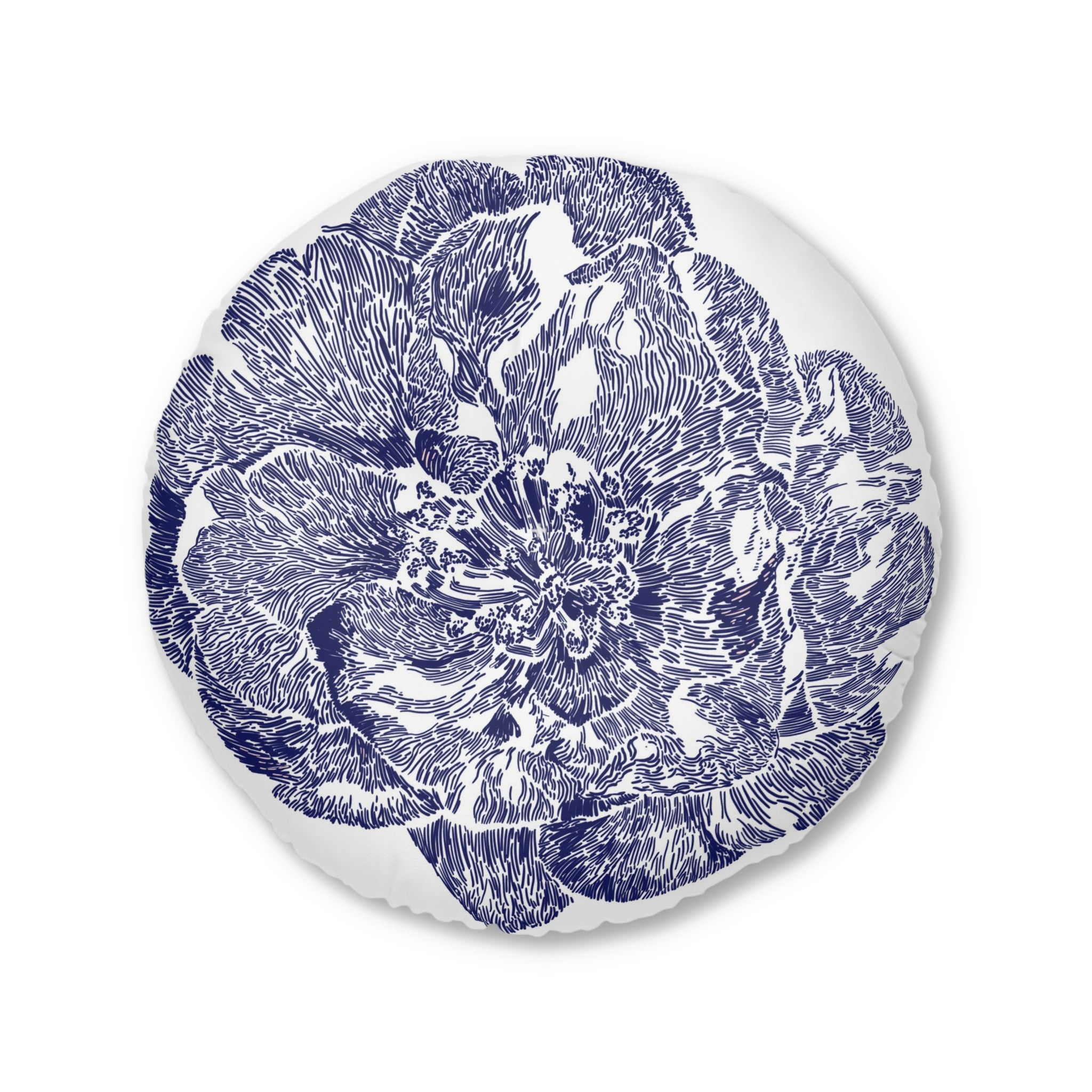 Round Floor Pillow - Rose Botanical Design