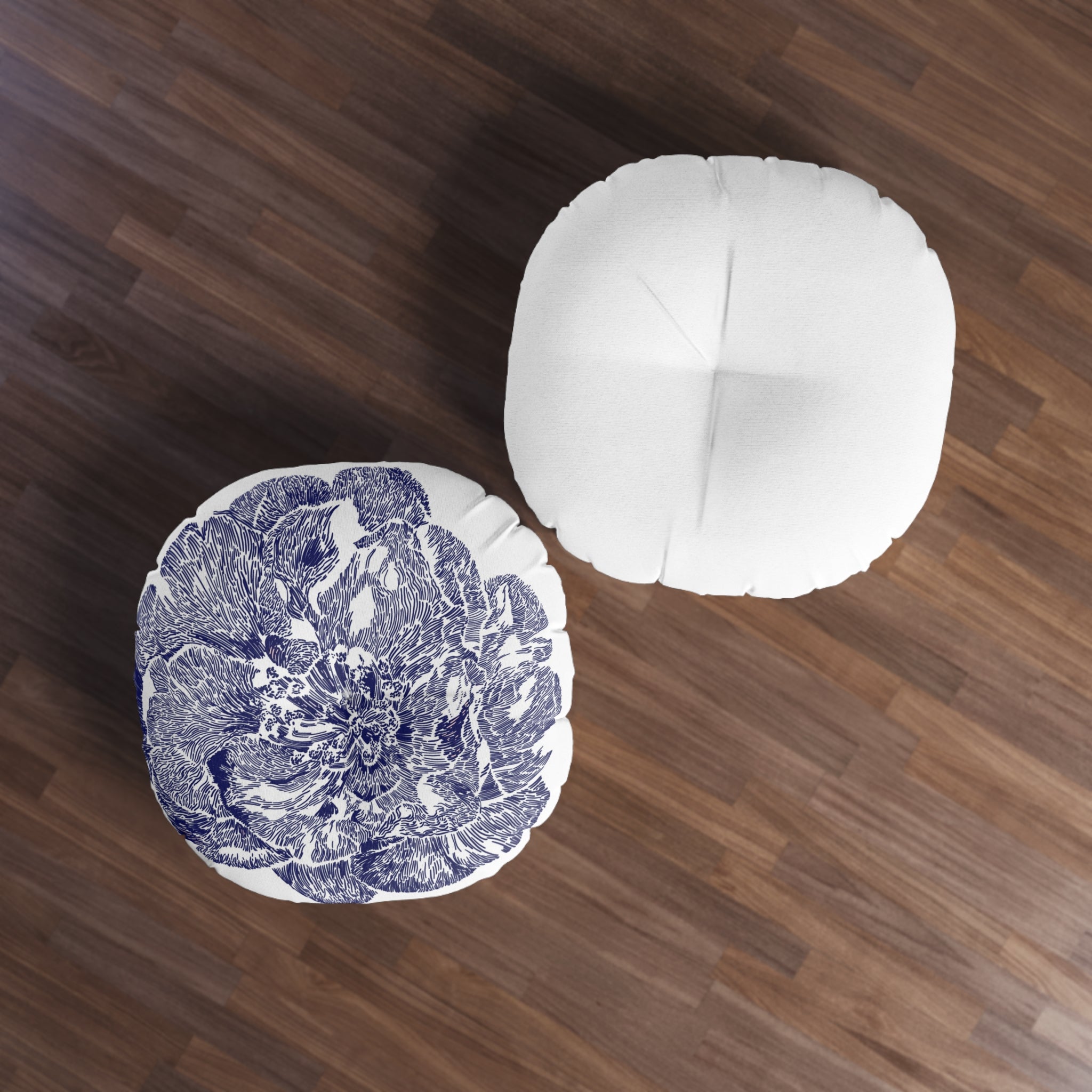 Round Floor Pillow - Rose Botanical Design