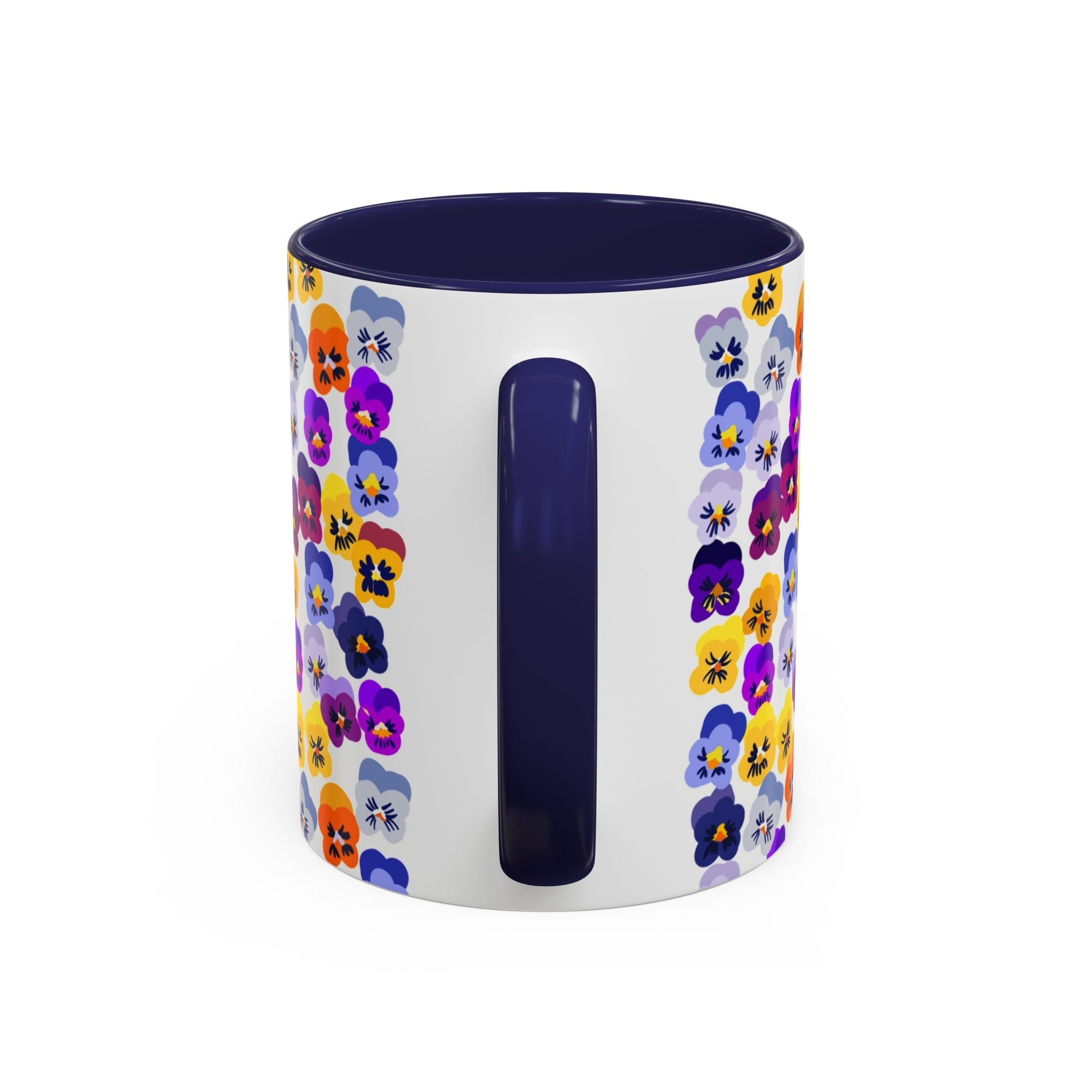 WENDIKO Retro Coffee Mug, Pansy Fever Print Ceramic Flower Tea Cup with Handle, cute gift for mom, girl and tea lovers.