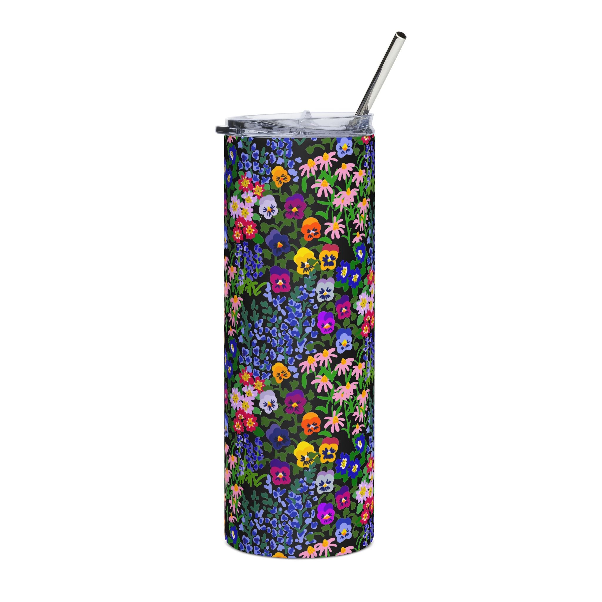 WENDIKO 20oz Floral Stainless Steel Tumbler - Colorful Wildflower Pattern, Insulated Travel Cup