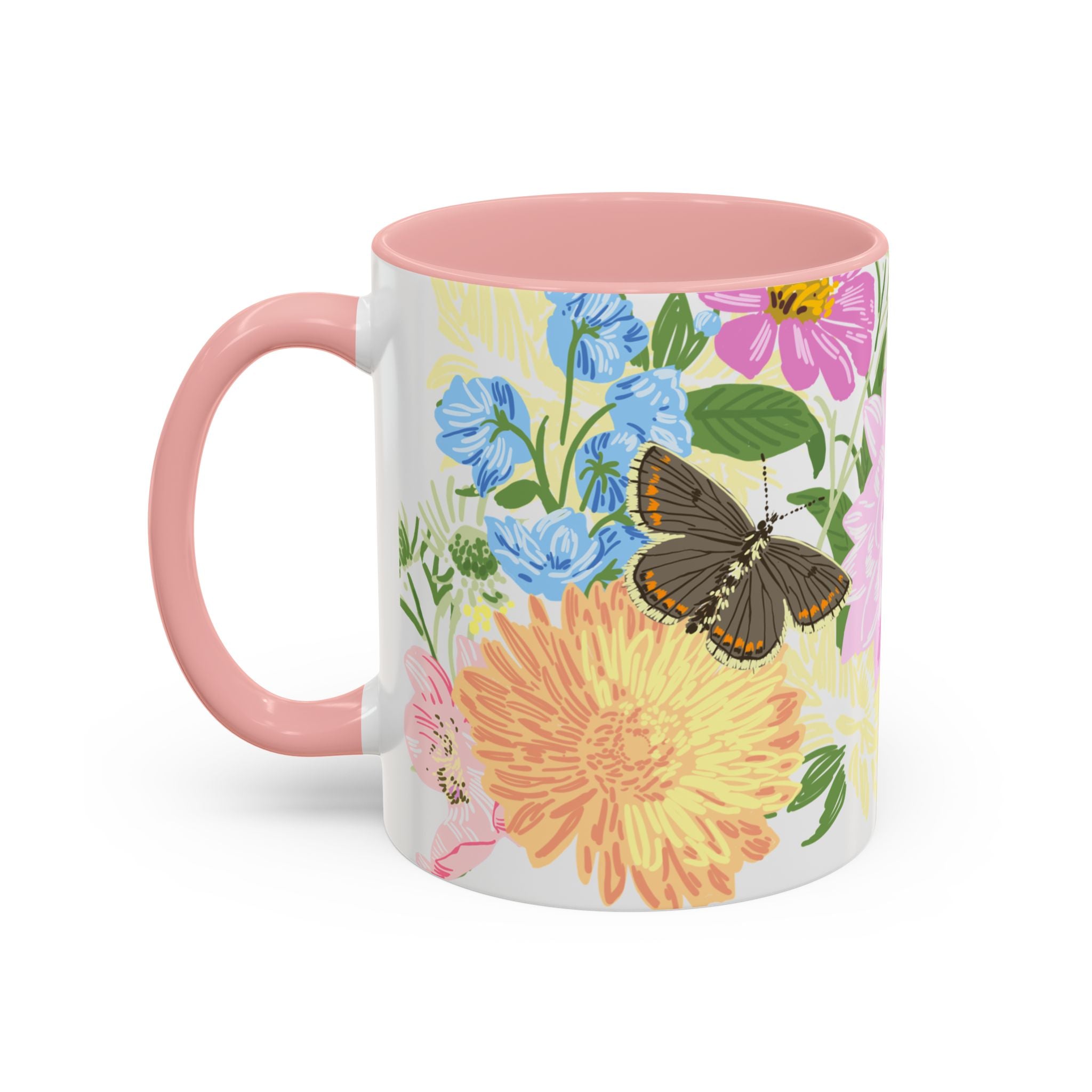 WENDIKO Summer House Floral Design Accent Coffee Mug, gift for mom, sister or bestie.