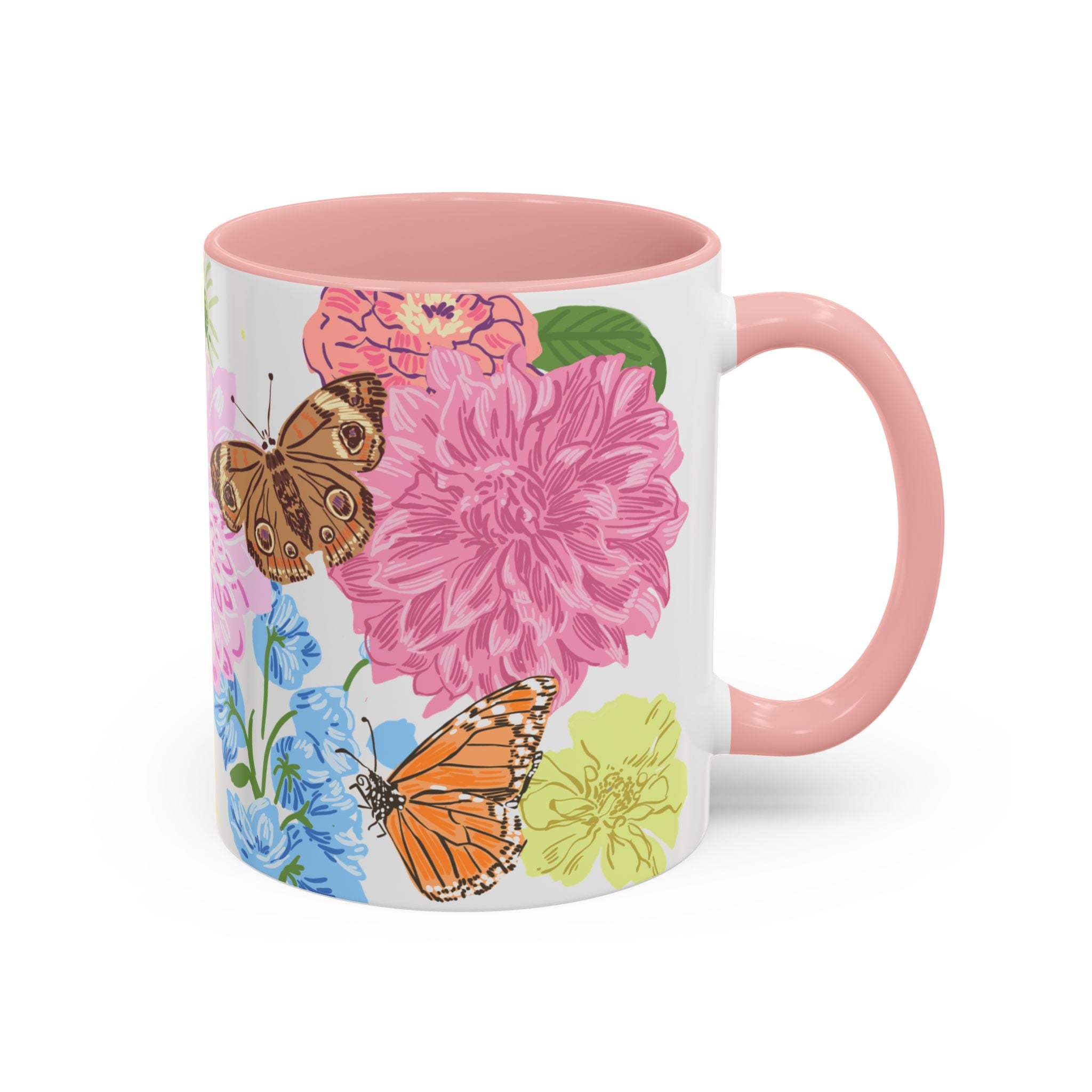 WENDIKO Summer House Floral Design Accent Coffee Mug, gift for mom, sister or bestie.