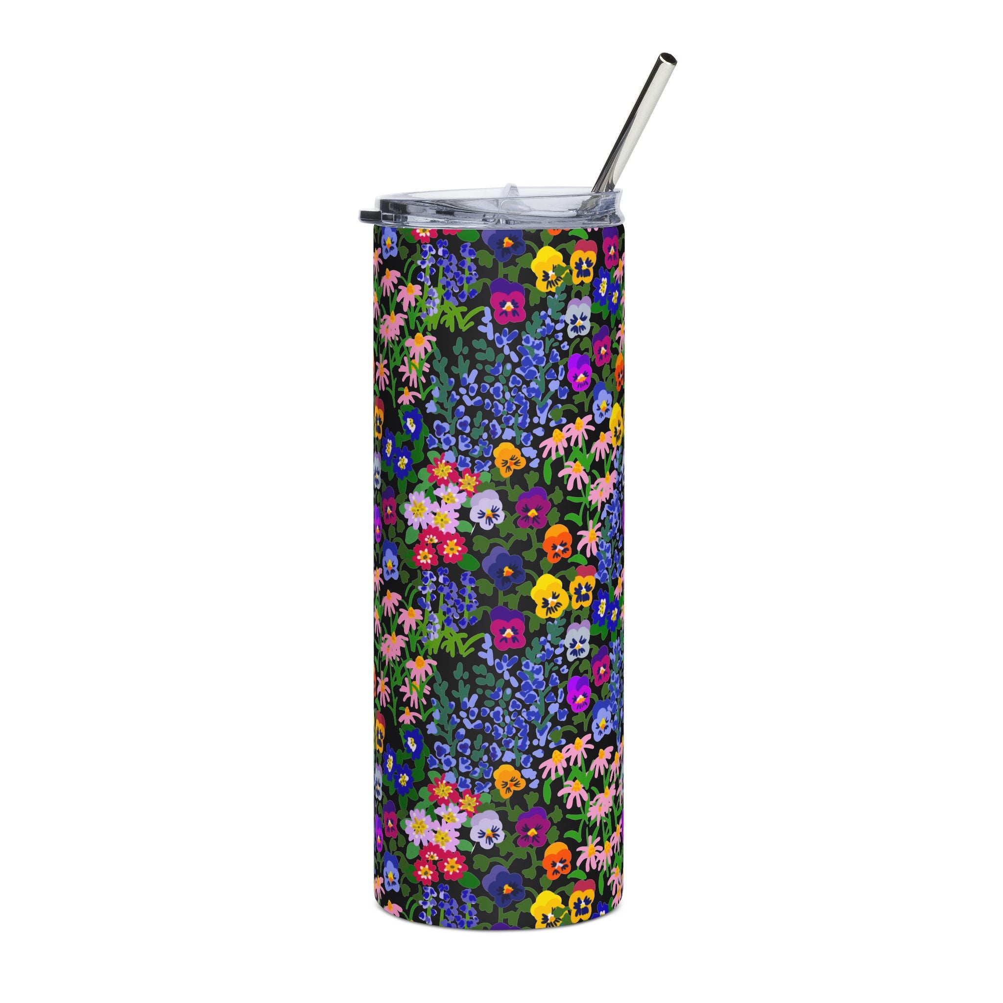 WENDIKO 20oz Floral Stainless Steel Tumbler - Colorful Wildflower Pattern, Insulated Travel Cup