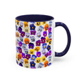 WENDIKO Retro Coffee Mug, Pansy Fever Print Ceramic Flower Tea Cup with Handle, cute gift for mom, girl and tea lovers.