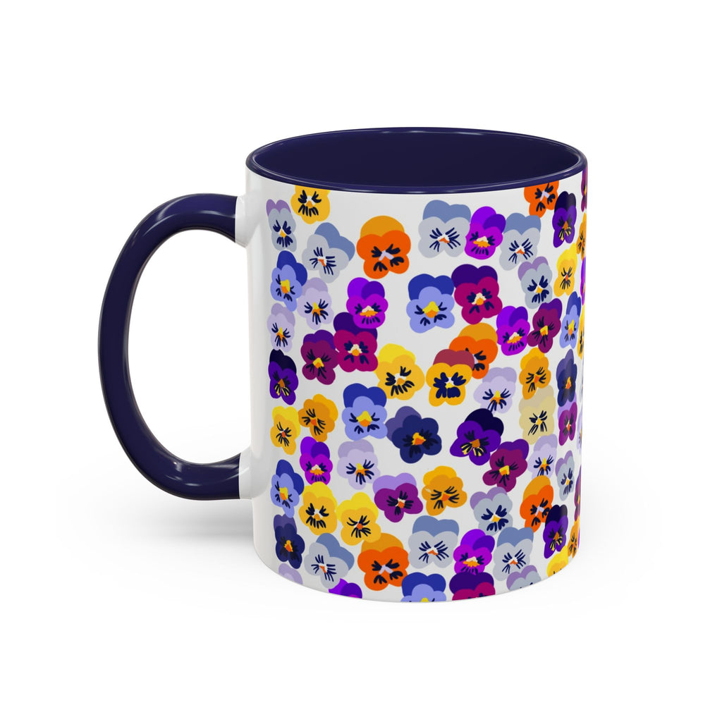 WENDIKO Retro Coffee Mug, Pansy Fever Print Ceramic Flower Tea Cup with Handle, cute gift for mom, girl and tea lovers.