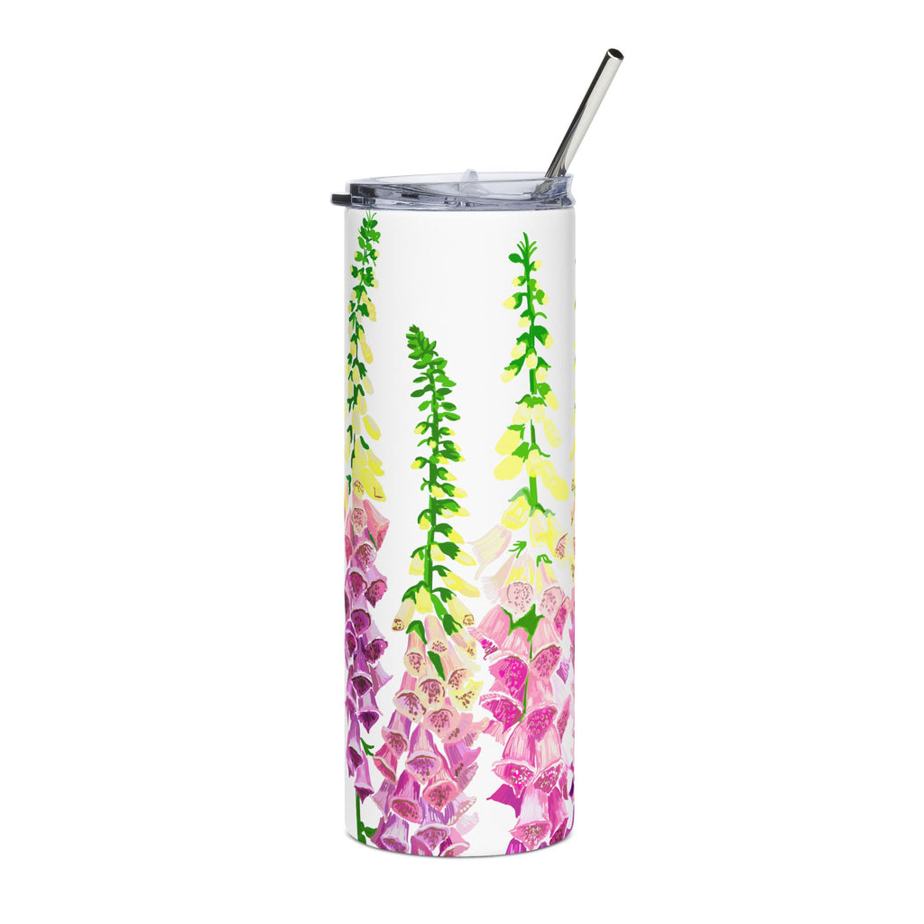 WENDIKO 20oz Floral Stainless Steel Tumbler - Colorful Fox glove Pattern, Insulated Travel Cup