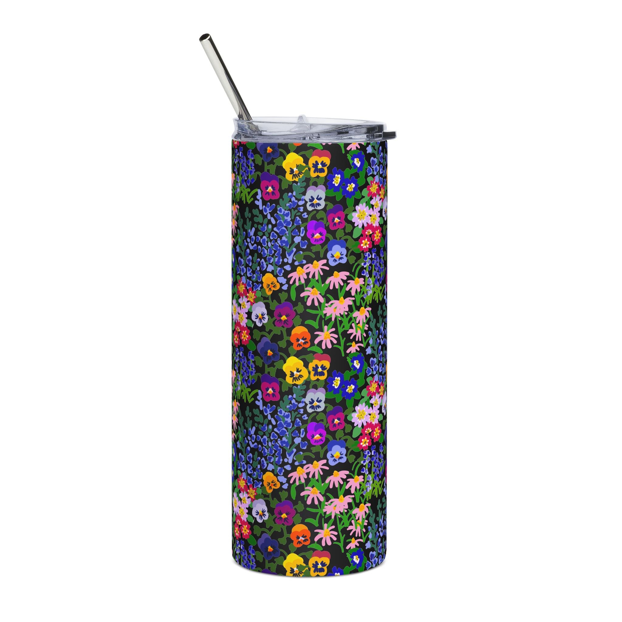 WENDIKO 20oz Floral Stainless Steel Tumbler - Colorful Wildflower Pattern, Insulated Travel Cup