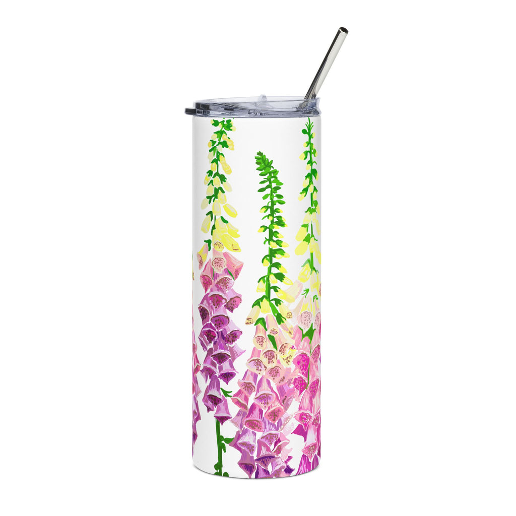WENDIKO 20oz Floral Stainless Steel Tumbler - Colorful Fox glove Pattern, Insulated Travel Cup