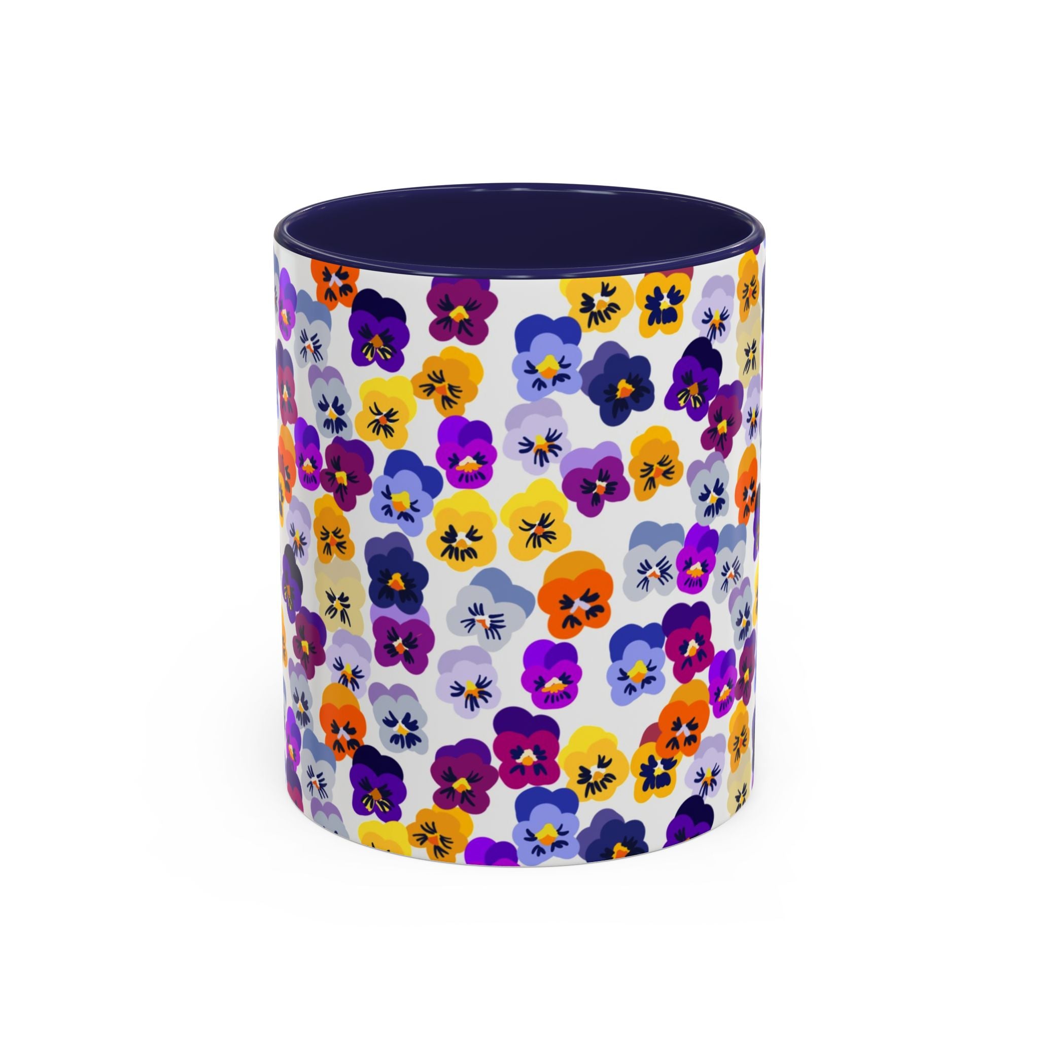 WENDIKO Retro Coffee Mug, Pansy Fever Print Ceramic Flower Tea Cup with Handle, cute gift for mom, girl and tea lovers.